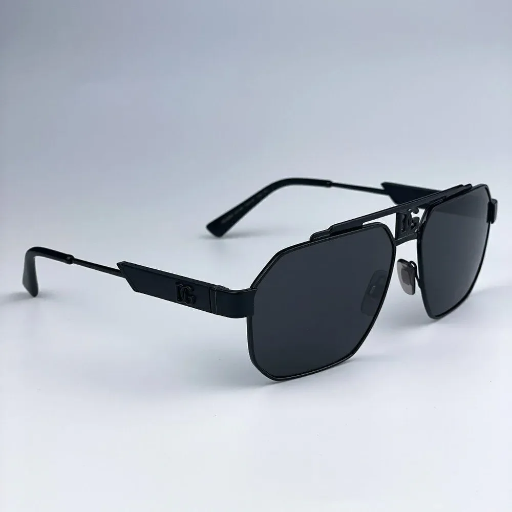 SALE! NEW D&G DG2294 01/87 Black Grey Pilot Metal Unisex Sunglasses